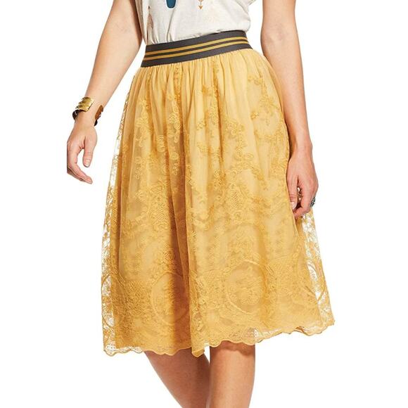 Ariat Golden Yellow Mustard Lace Skirt - Picture 1 of 10